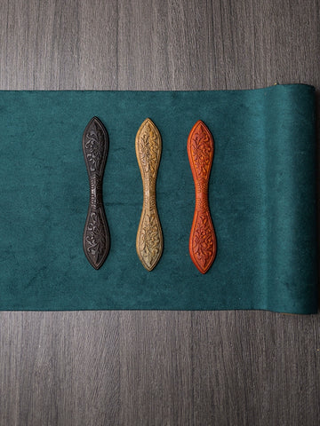 Hand-Carved Wooden Hairpin with Floral Design