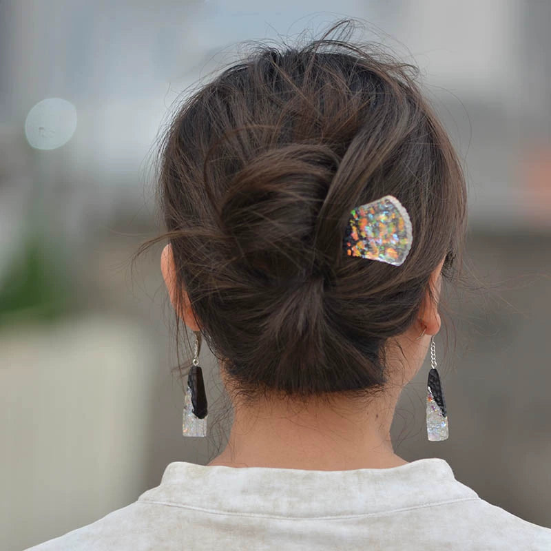 U-shaped Wooden Hair Stick with Resin