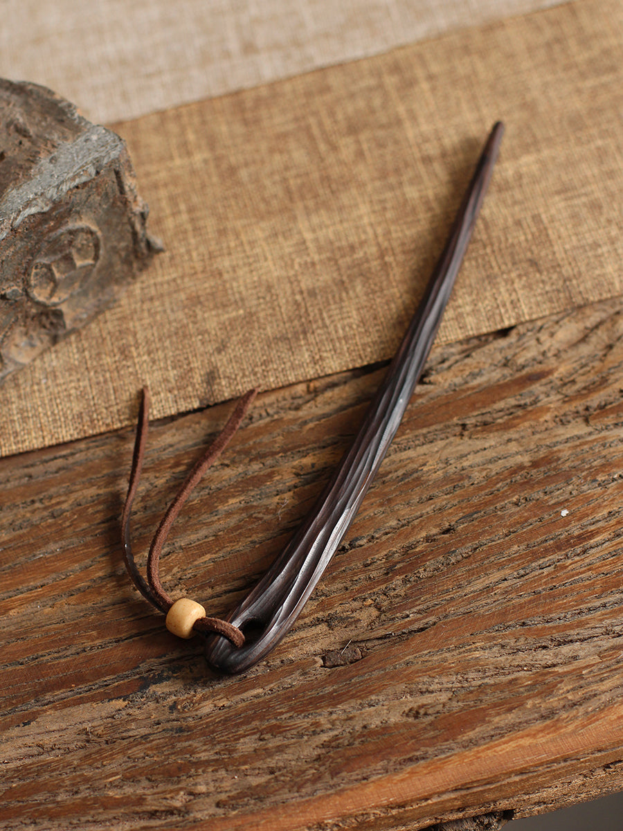 Original Design "Nian" - Bone-styled Purple Light Rosewood Hand-Carved Hair Sticks