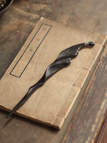"Charm" - Ebony and Silver Mystique Hair Stick