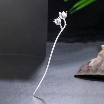 Handmade Silver Magnolia Hair Stick