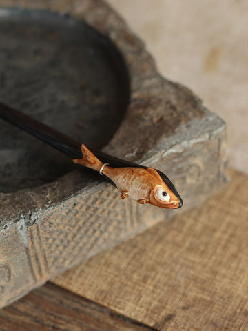 "River God" - Artistic Hairpin Hand-Crafted with Ebony, S925 Silver, and Elk Horn