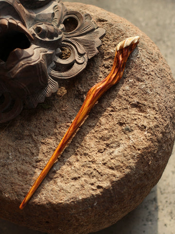 Hand-Carved Hair Stick Inspired by Oriental Zen
