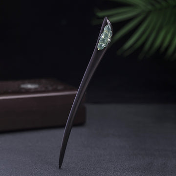 Handmade Wooden Hair Stick with Xiuyu Jade Butterfly