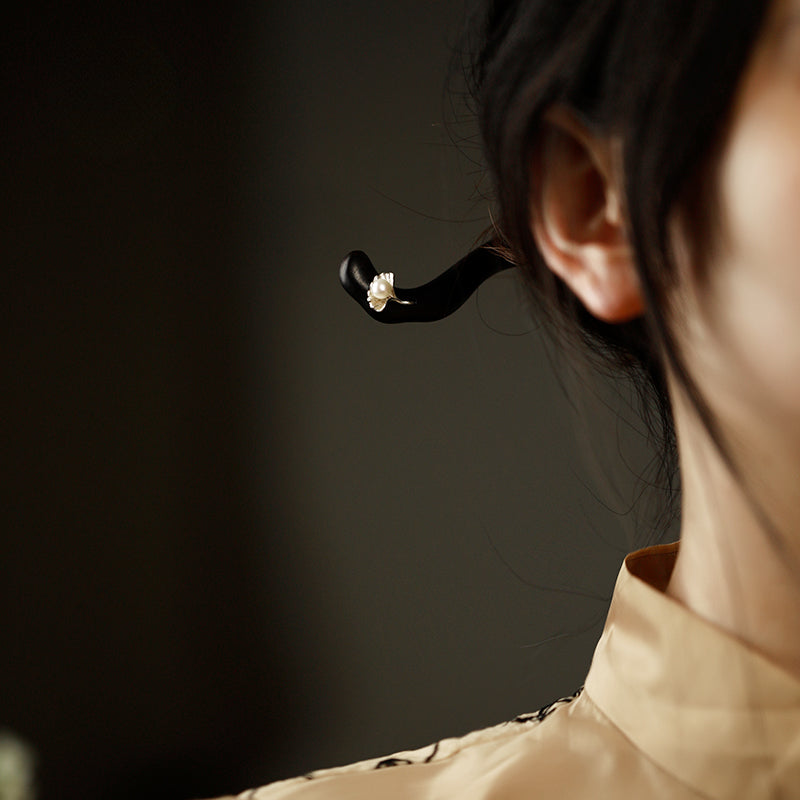 Wooden Hair Stick with Pearl