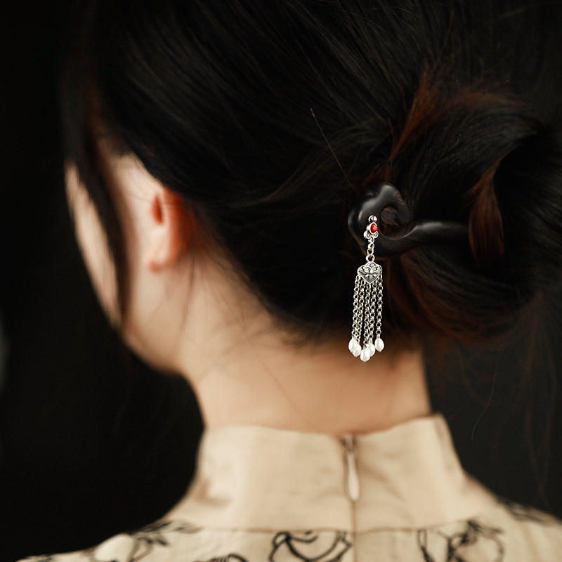 Wooden Hair Stick with Tassel