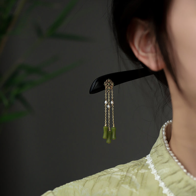Wooden Hair Stick with Dangle