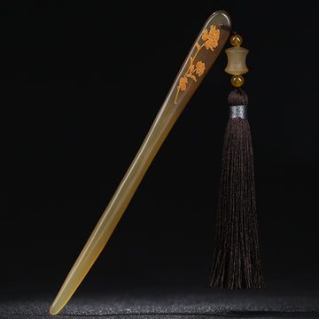 Handmade Bone Hair Stick with Long Tassels