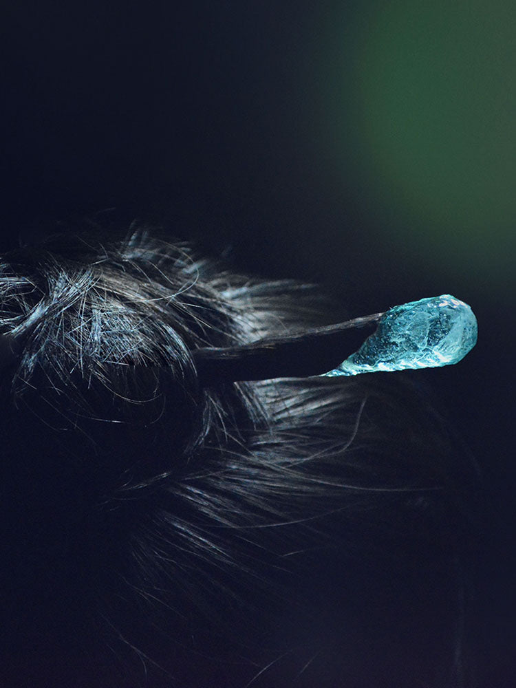 Ocean Blue Wooden Hair Stick With Resin