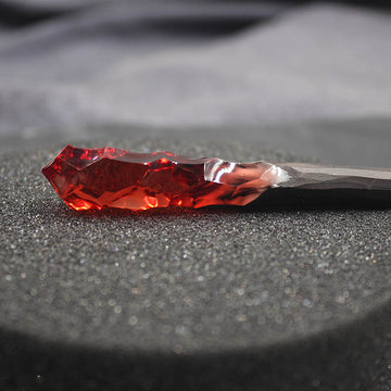 Flame Red Wooden Hair Stick with Rein