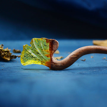 Wooden Hair Sticks with Ginkgo Leaf