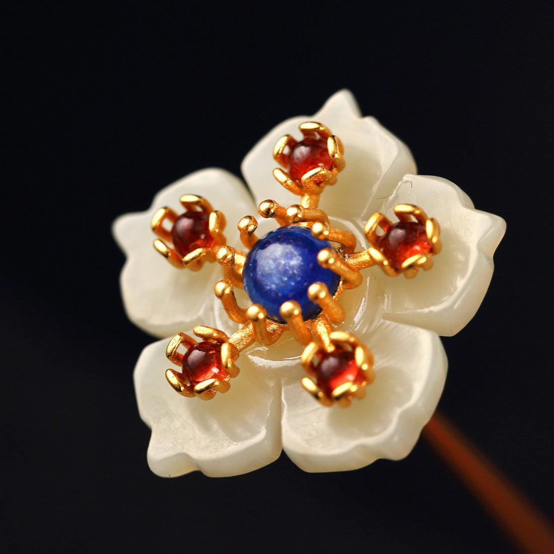 Chinese Traditional Jade Hairpin with Gemstones