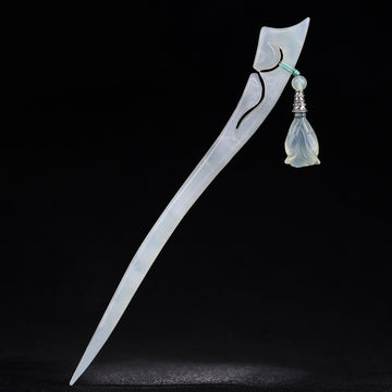 Handmade Xiuyu Jade Hair Stick with Magnolia Dangle