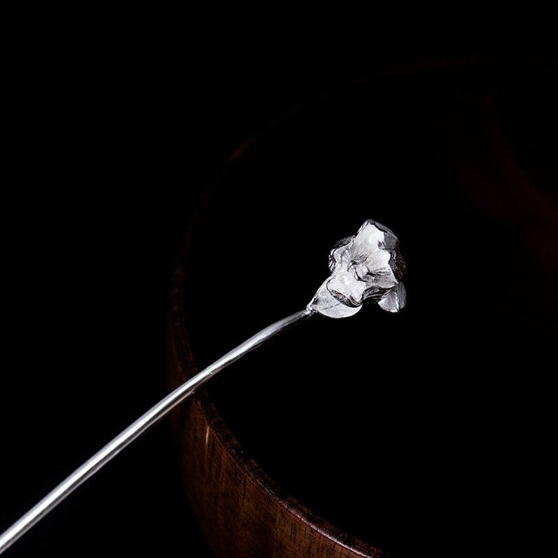 Small Lotus Flower Silver Hair Stick