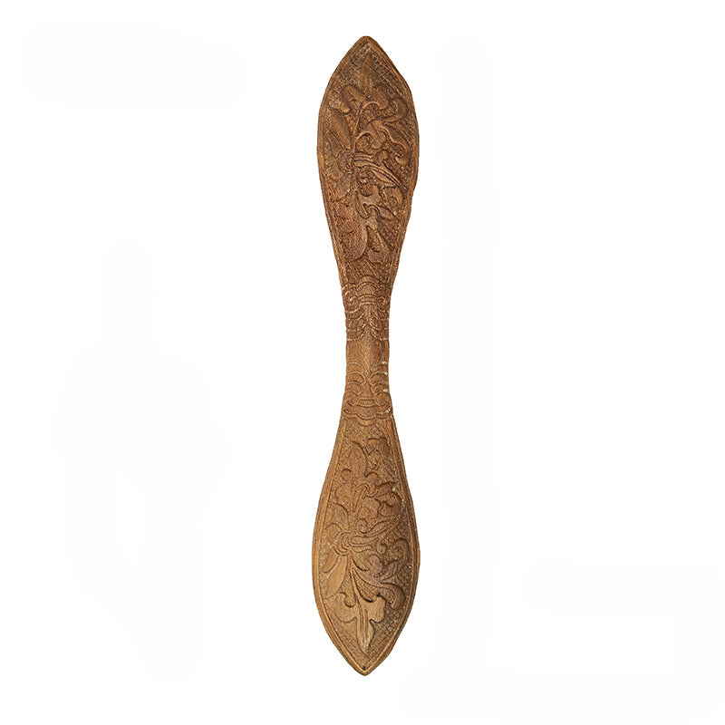 Hand-Carved Wooden Hairpin with Floral Design