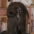 Ebony Hair Stick with Gold-Plated Copper and Beaded Dangle, detail view 14