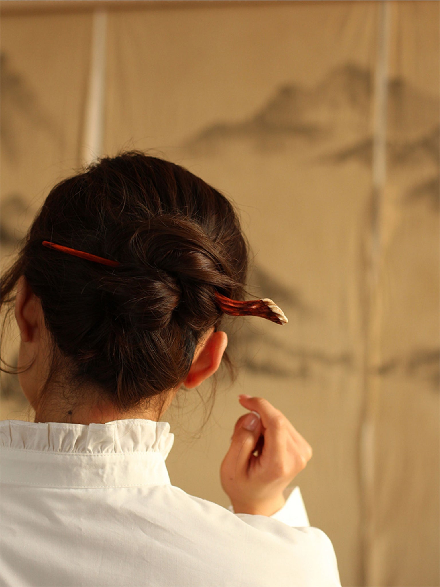 Hand-Carved Hair Stick Inspired by Oriental Zen