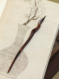 Hand-Carved Weiao Huangtan Wood Curved Hair Stick, detail view 1