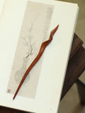 Hand-Carved Weiao Huangtan Wood Curved Hair Stick, detail view 4