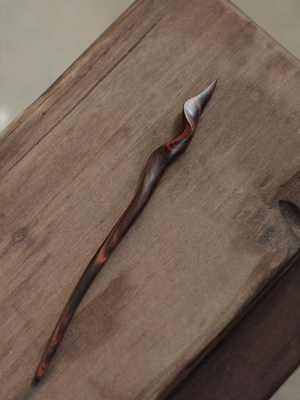 Hand-Carved Weiao Huangtan Wood Curved Hair Stick, view 13