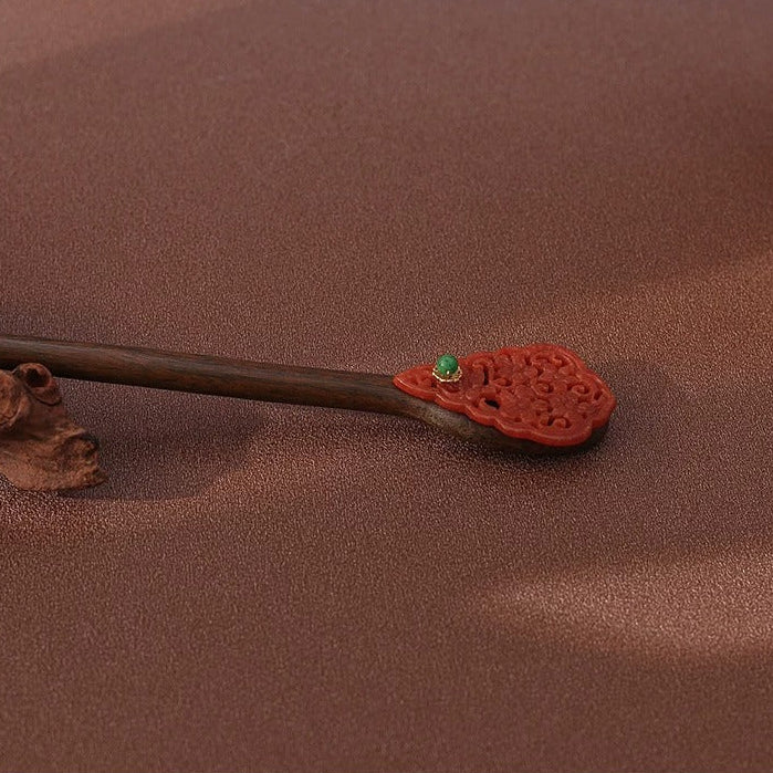 Green Sandalwood Plum Hair Stick, detail view 14