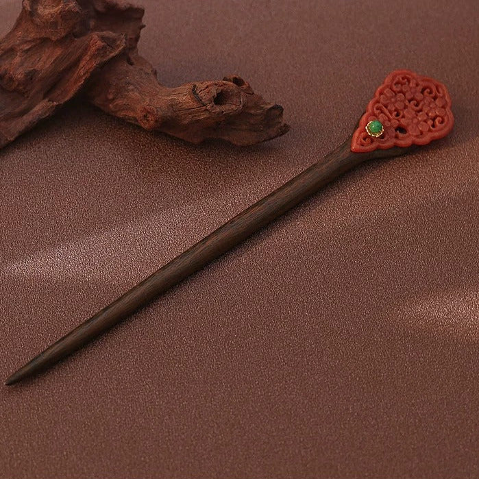 Green Sandalwood Plum Hair Stick, detail view 15