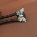 《清蝶衔露》U型发簪新中式日常通勤古风黑檀 汉服女旗袍簪子钗子 hair stick, detail view 1