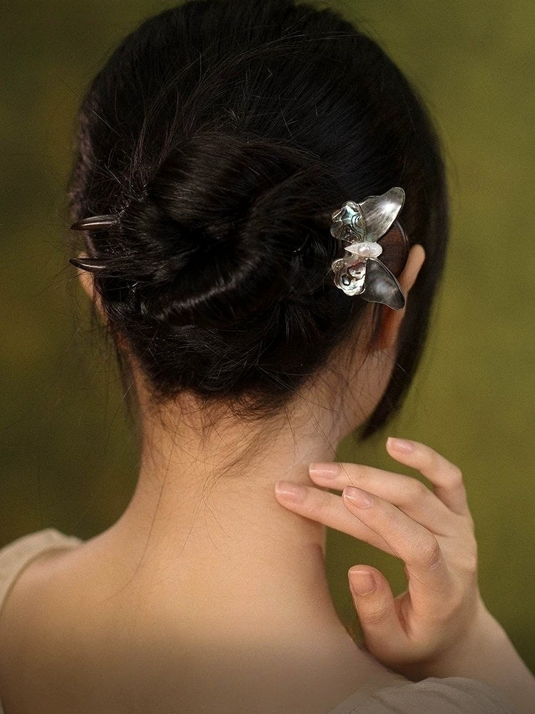 Ebony Butterfly Hair Stick, detail view 4