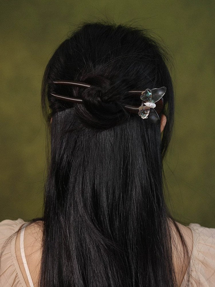Ebony Butterfly Hair Stick, detail view 8