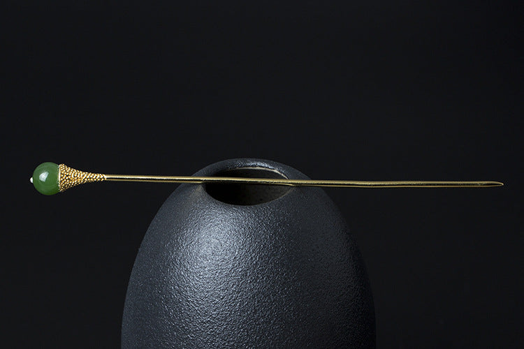 S925 Silver Hair Stick with Jade, detail view 8