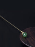 S925 Silver Hair Stick with Jade, detail view 9