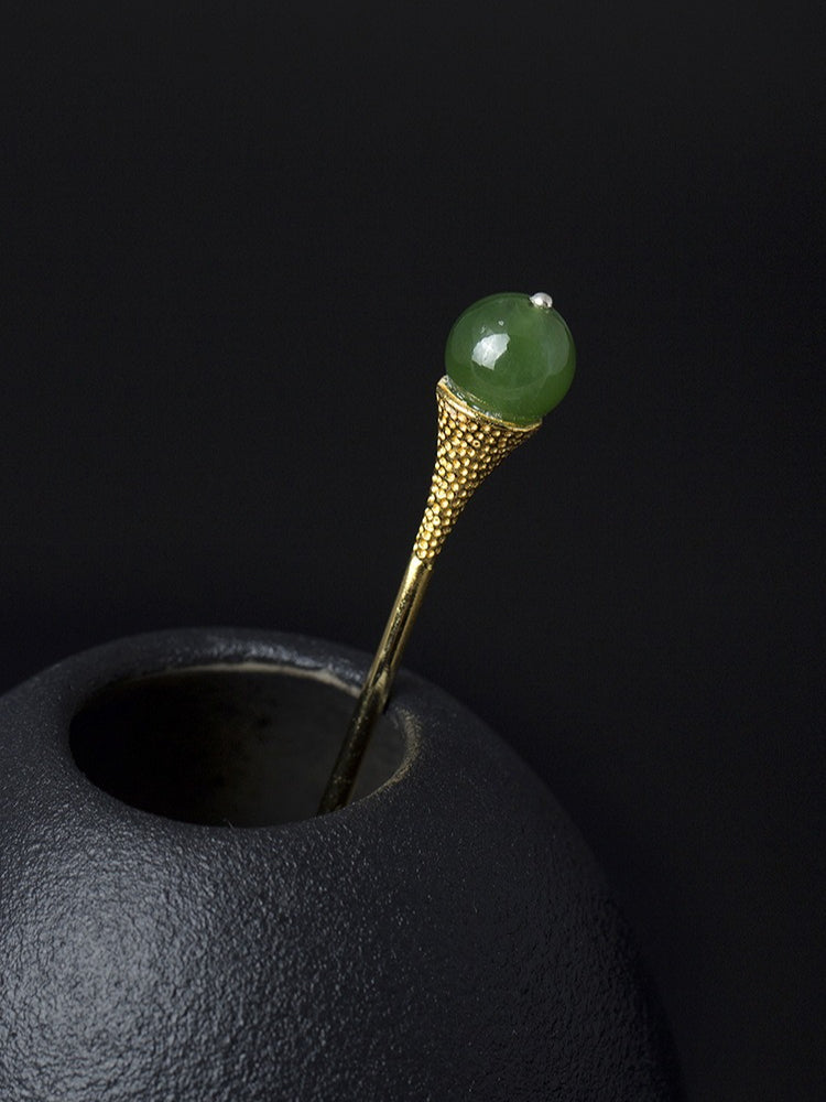 S925 Silver Hair Stick with Jade, detail view 10