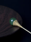 S925 Silver Hair Stick with Jade, detail view 11