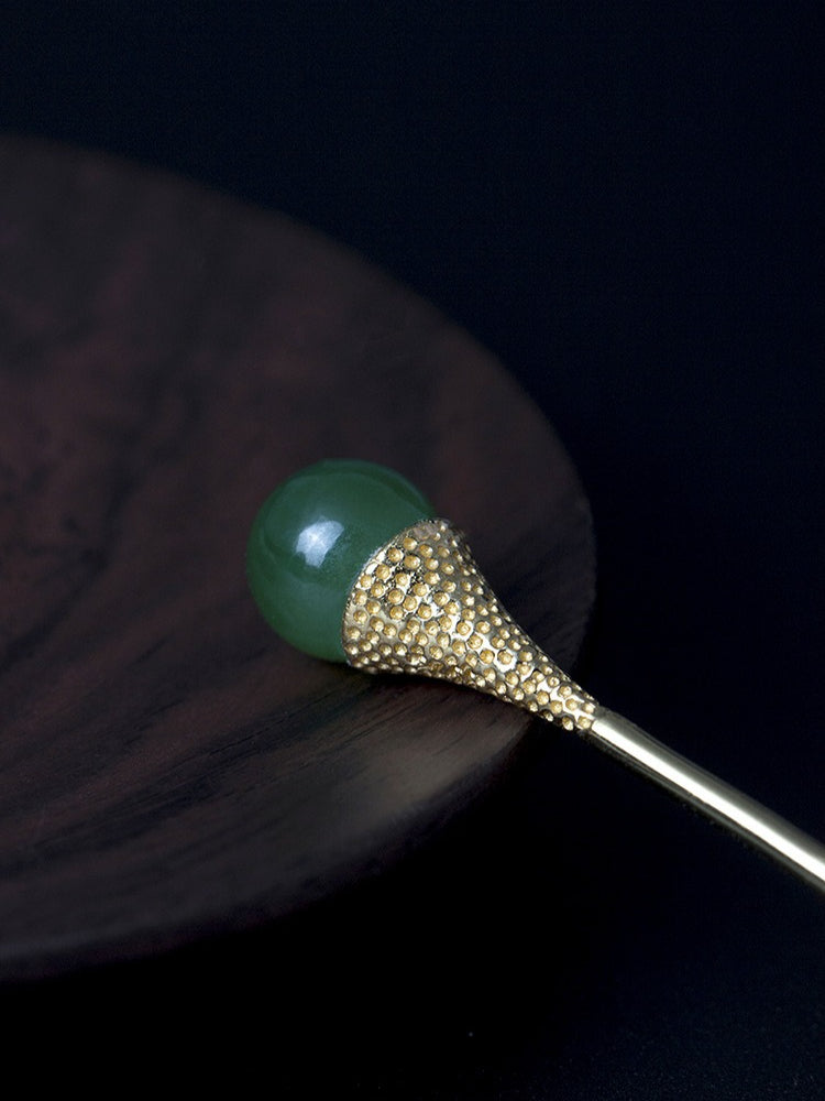 S925 Silver Hair Stick with Jade, detail view 11