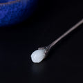 Silver Magnolia Hairpin with Hetian Jade, detail view 2