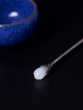 Silver Magnolia Hairpin with Hetian Jade, detail view 7