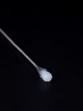 Silver Magnolia Hairpin with Hetian Jade, detail view 9