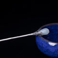 Silver Magnolia Hairpin with Hetian Jade, front view