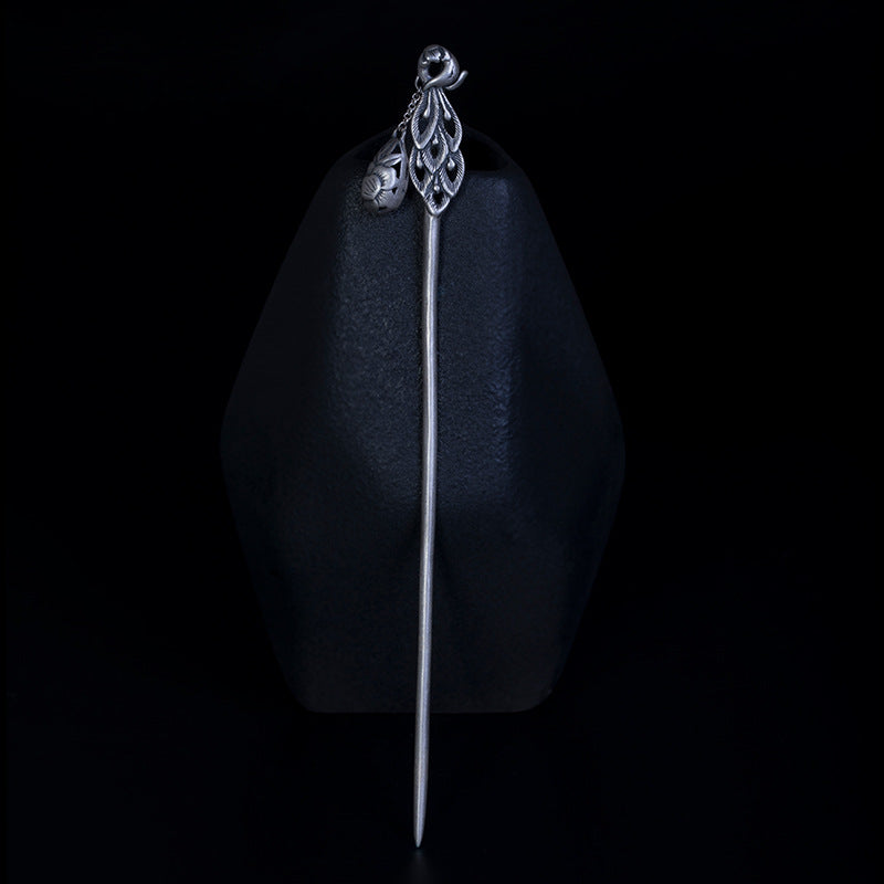 Phoenix Hollow Silver Hairpin, detail view 3