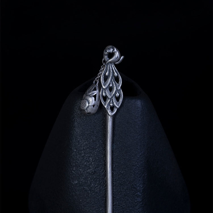 Phoenix Hollow Silver Hairpin, detail view 4