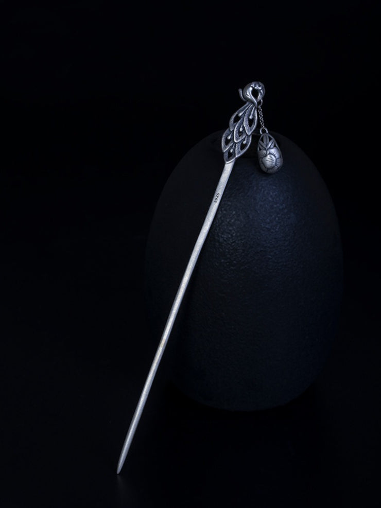 Phoenix Hollow Silver Hairpin, detail view 7