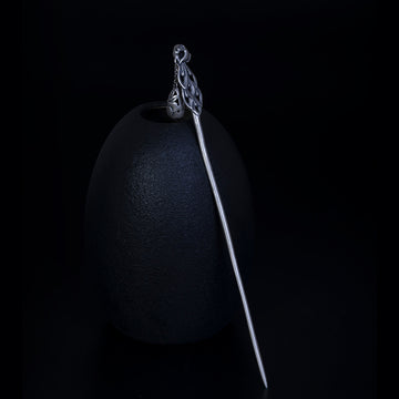 Phoenix Hollow Silver Hairpin, front view