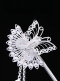 Silver Filigree Butterfly Hair Stick, detail view 2
