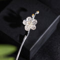 S925 Silver Begonia Hairpin, detail view 1