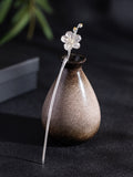 S925 Silver Begonia Hairpin, detail view 5
