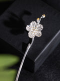 S925 Silver Begonia Hairpin, detail view 7