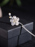 S925 Silver Begonia Hairpin, detail view 8