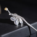 S925 Silver Begonia Hairpin, detail view 11