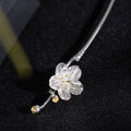 S925 Silver Begonia Hairpin, detail view 12