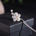S925 Silver Begonia Hairpin, front view